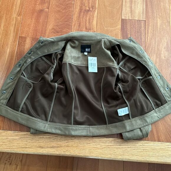 NWT Kut From The Kloth Women's Brown Matilda Crop Faux Suede Jacket size XS - Picture 6 of 13
